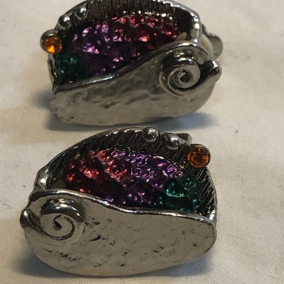 Vintage Silver Toned Necklace Matching Clip on Earrings, faux Jewelled accents - Picture 12 of 13